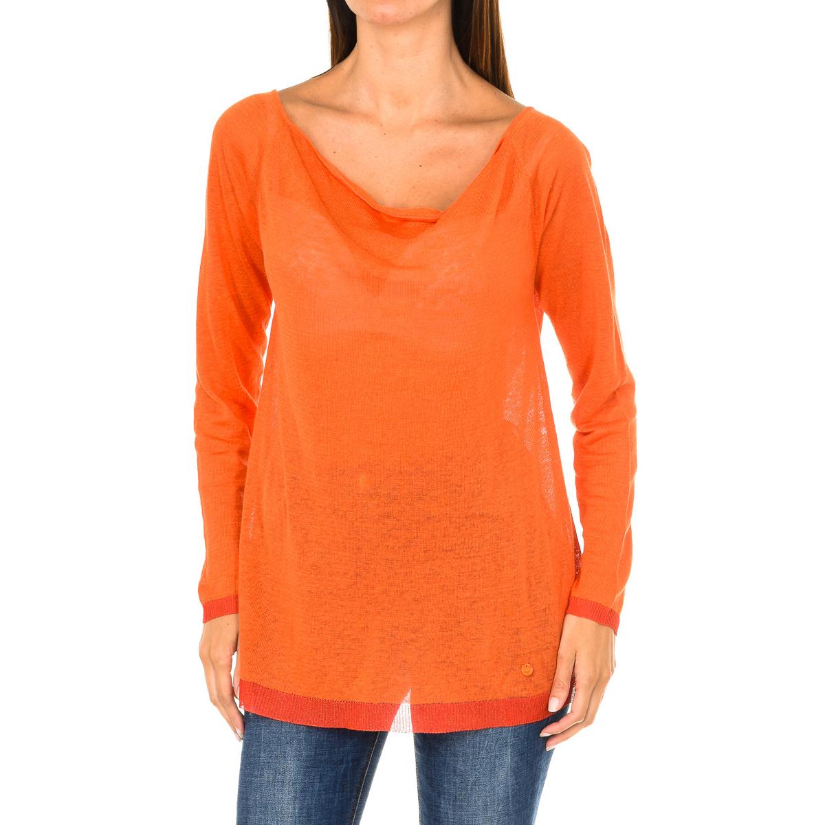 

Женский льняной джемпер с длинным рукавом C5W81-YU 42 розовый