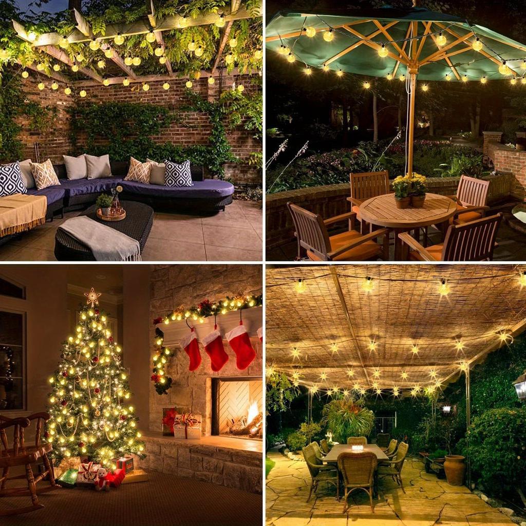 Solar Crystal Ball String Lights Outdoor Waterproof LED Fairy Lights 8 Modes for Garden Patio Yard Christmas Party Tree Decor