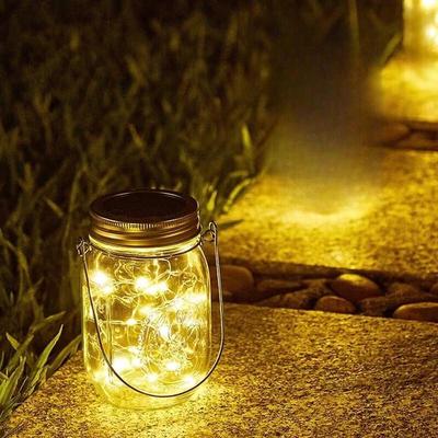 3-Pack Solar Mason Jar Warm LED Outdoor Hanging Lights