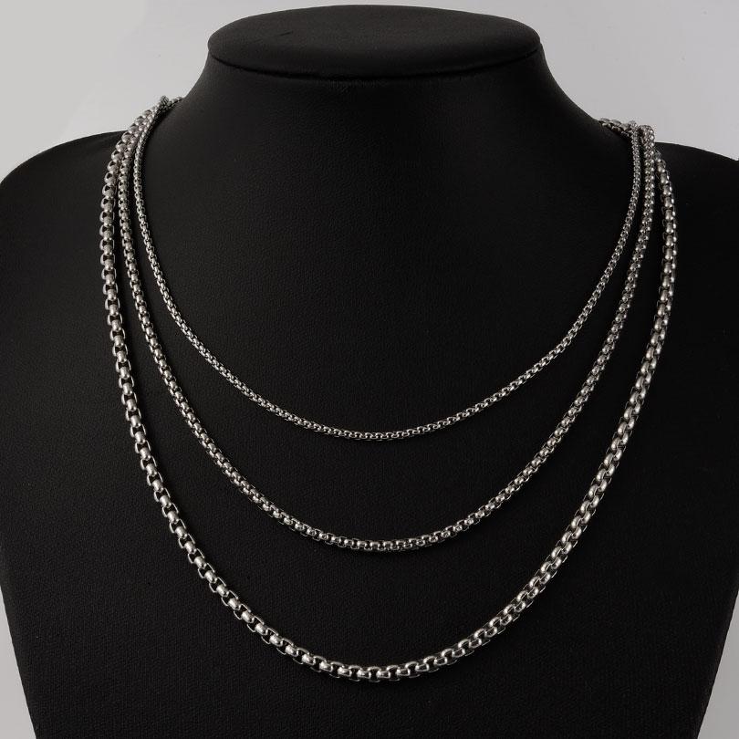 Width 2/2.5/3/4mm Silver Color Stainless Steel Box Chain Necklaces For Women Men Accessories 45/50/60/70/90cm Necklaces Jewelry