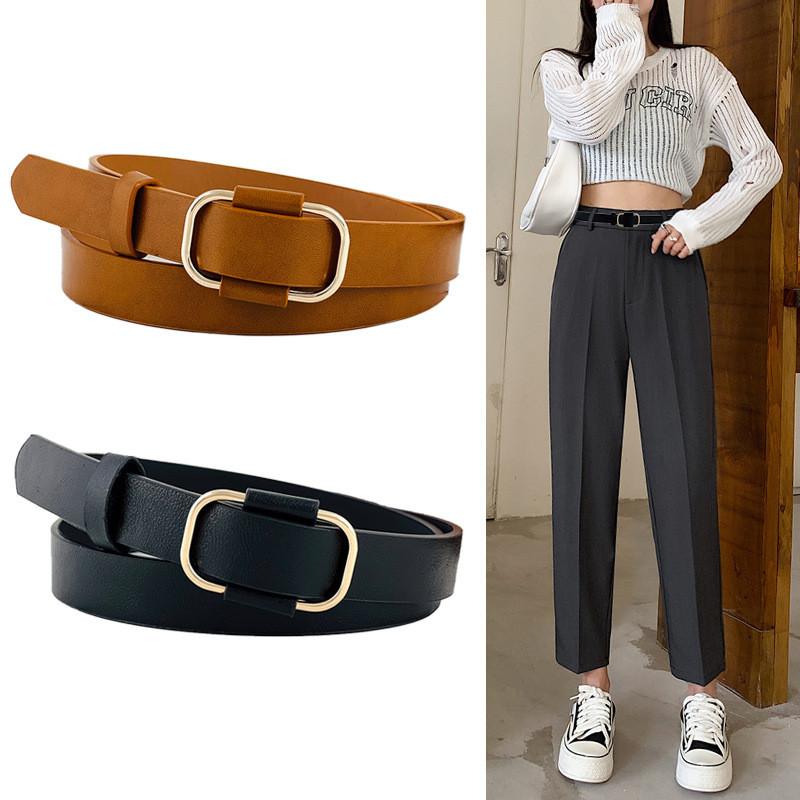 Belt Leather Girl Minimalist Decorative No Hole Adjustment Design Modern Elegant
