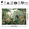 Retro Safari Backdrop with Wildlife and Lush Greenery Photography Background Cloth