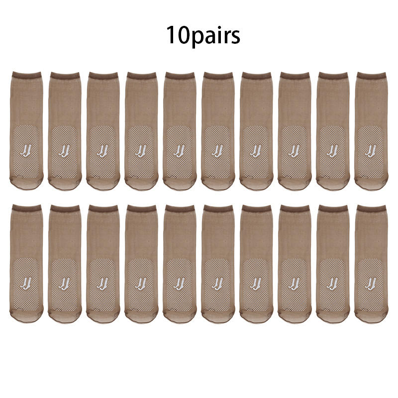 10Pairs Ultrathin Women Socks Summer Transparent Anti Slip Silk Socks Casual Elastic Invisible Socks Wear Resistant Hook Socks