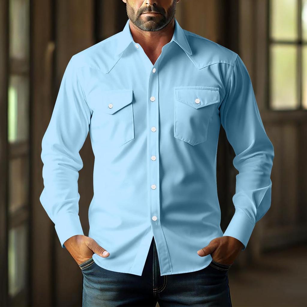 Men's Loose Classic Lapel Multi-pocket Industrial Work Shirt Top