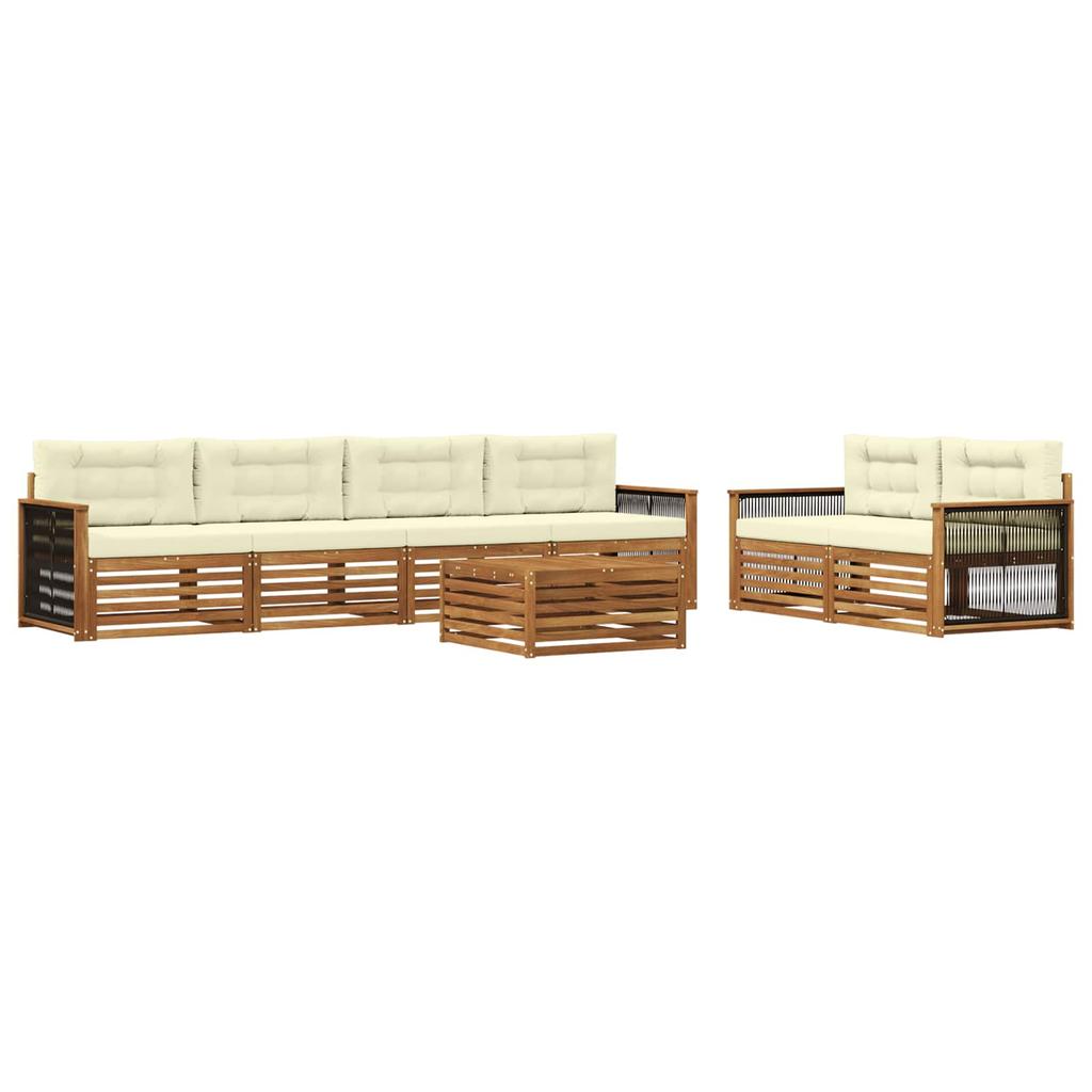 Outdoor Sofa Set with Cushions 7 pcs Natural and Cream