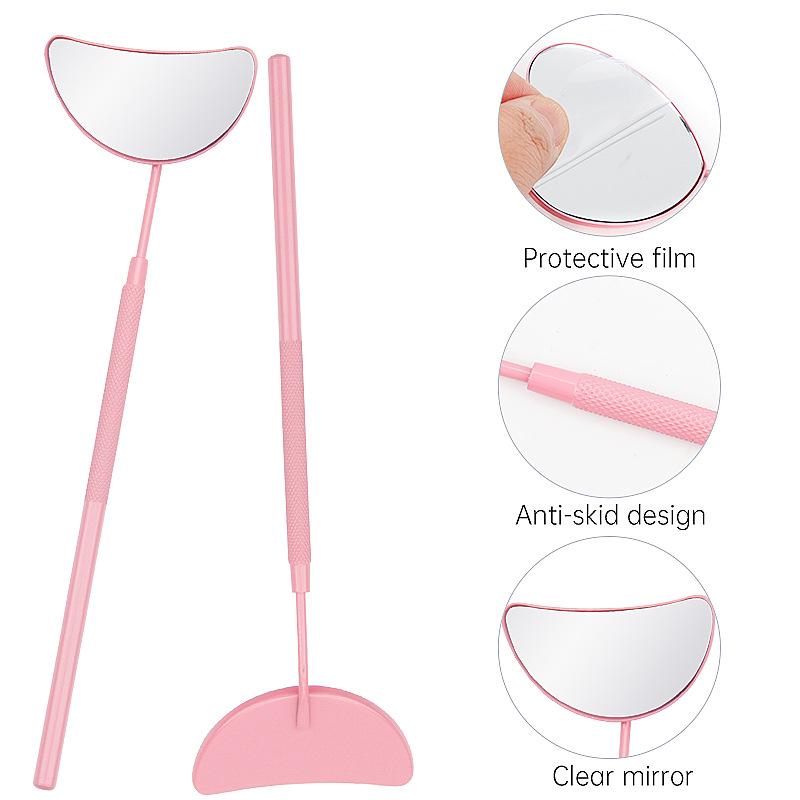 Crescent-shaped Stainless Steel Handheld Mirror for Eyelash Extensions