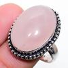 Rose Quartz Handmade Gemstone 925 Sterling Silver Jewelry Ring 8 J258
