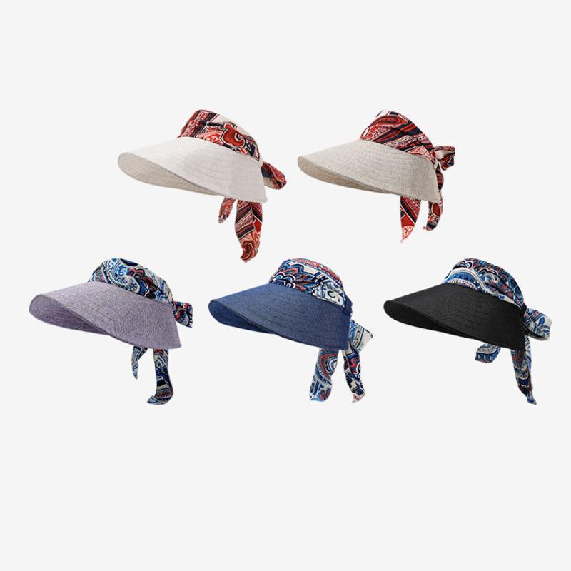 Letní Prošívaný Prázdný Vrchol Cyklistická Větruodolná Čepice Dámská Cestovní Sluneční Clona Mašle Velký Plážový Klobouk