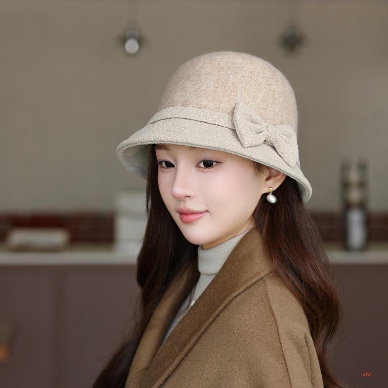 Elderly Hat Female Autumn and Winter Versatile Basin Hat Elegant Mother Wool Top Hat In the Elderly Fashion Warm Bucket Hat