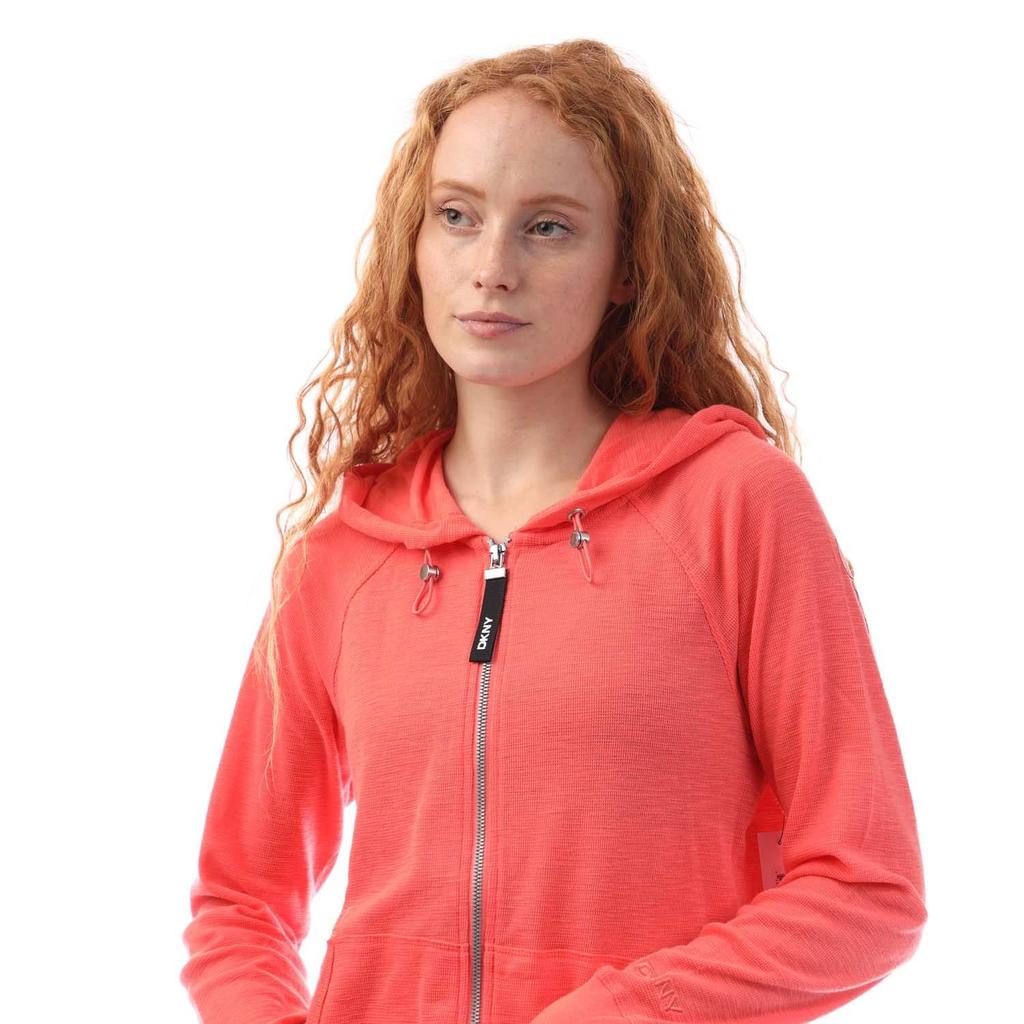 DKNY Womens/Ladies Waffle Knit Slub Full Zip Hoodie