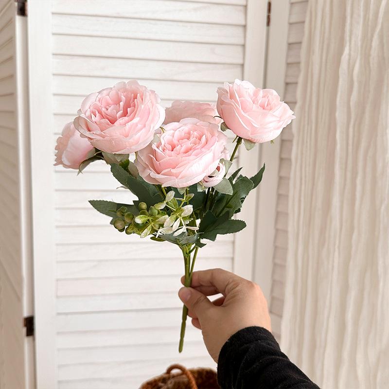 

Шовкова Тканина Півонія Квітковий Пучок Ретро Шовкова Штучна Квітка Домашня Весільна Декорація рожевий