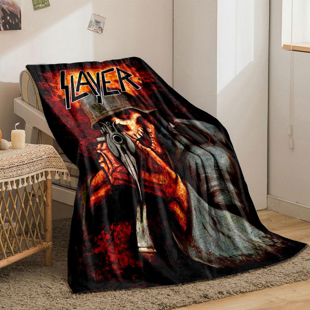 A skeletal soldier aiming a rifle in a fiery, dark apocalyptic backdrop. for all seasons blanket lunch break throw gift
