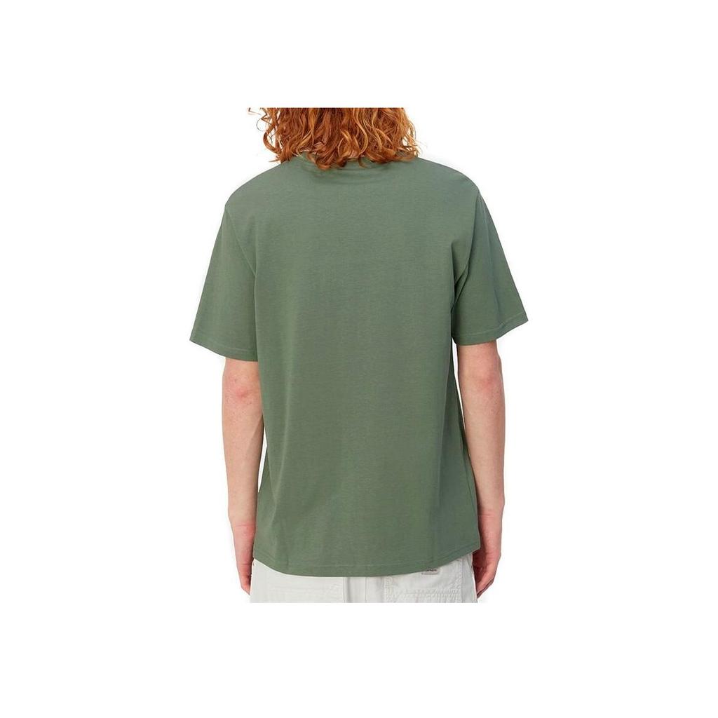 Carhartt WIP SS24 S/S Pocket T-Shirt With Woven Graphic Label On Front Pocket Men T-Shirts Green I030434-1YF-XX