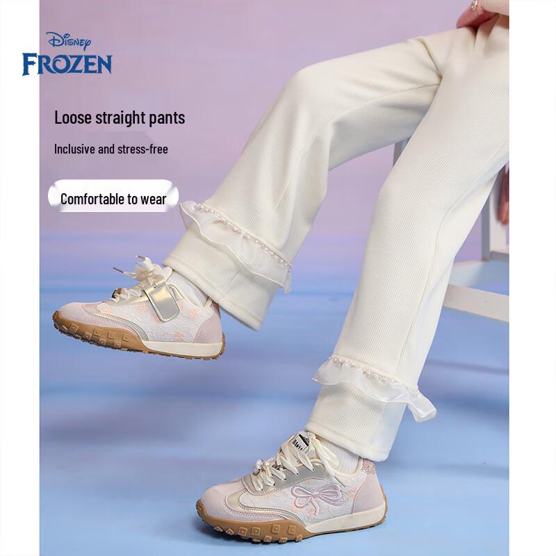 Disney Girls Spring Autumn Pearl Lace Elastic Flared Casual Pants 110