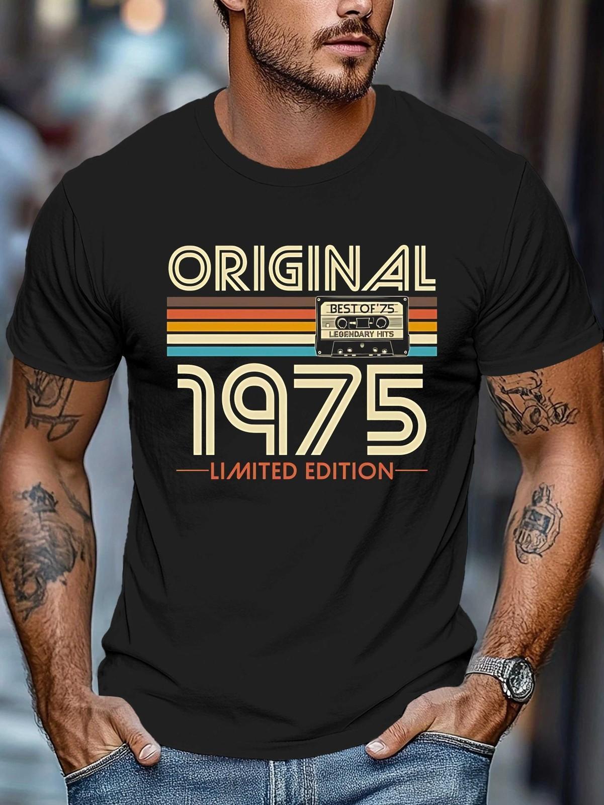 Men S Vintage 1975 Limited Edition T-Shirt - Retro 80s Inspired Graphic Tee wit XXXXL