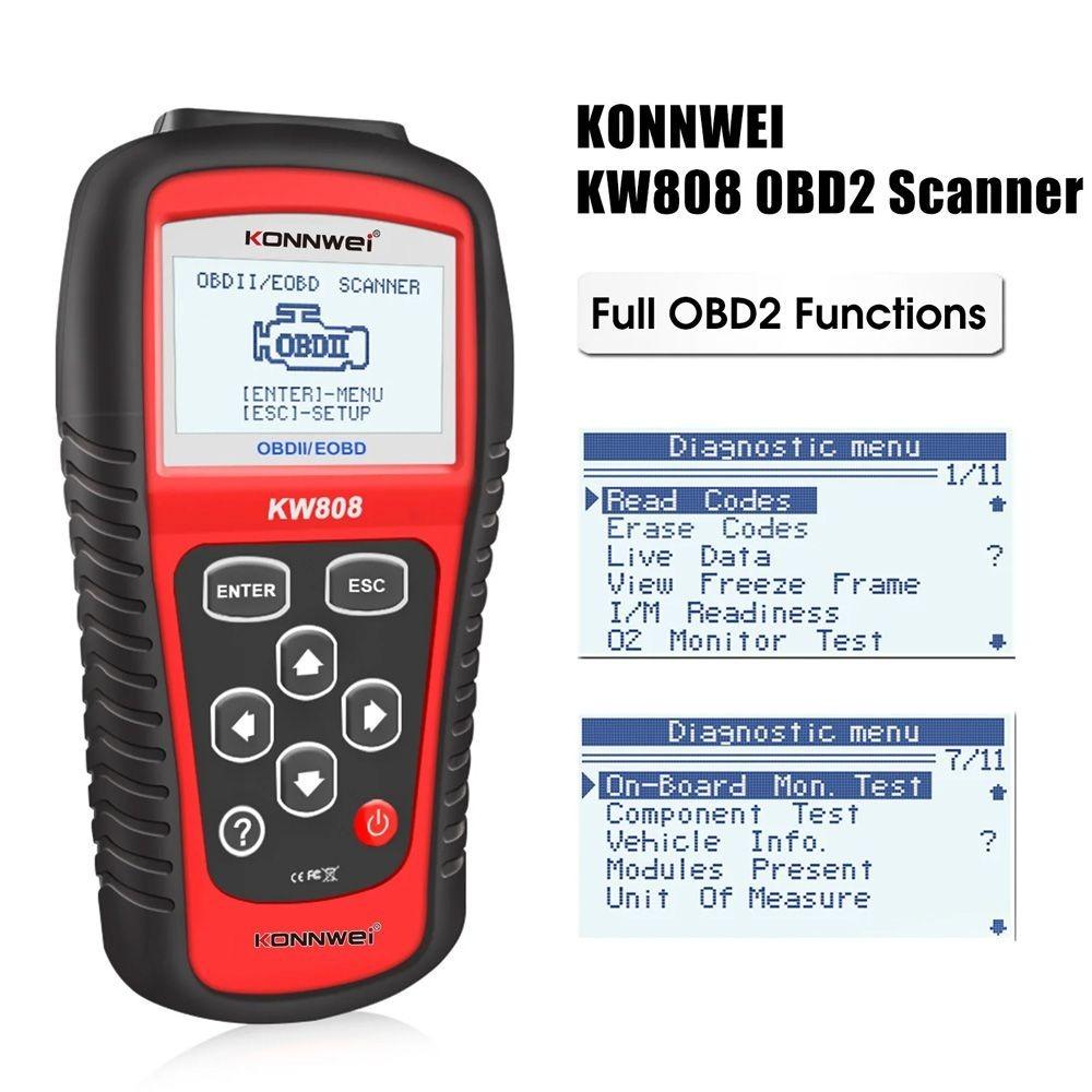 KONNWEI KW808 OBD2 Auto skener OBD2 Automotive Diagnostic Scanner Tool Nástroje na čítanie chybových kódov motora pre autá