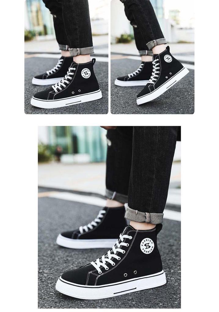 Men's Harajuku-Style High-Top Canvas Shoes: Trendy, Comfortable Casual Footwear for Teenagers and Students