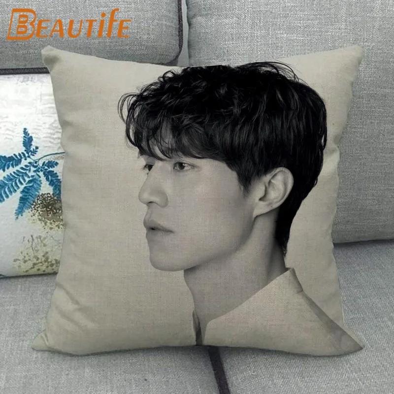 Custom Lee Dong Wook KPOP Pillowcase Wedding Decorative Cotton Linen Pillow Case For Home Pillow Cover 45X45cm One Side