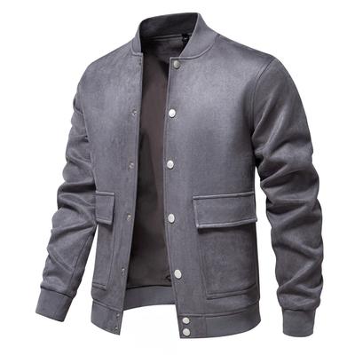 Autumn And Winter New Suede Foreign Trade European Size Men'S Stand-Up Collar Jacket Casual Baseball Jacket Men'S Jacket