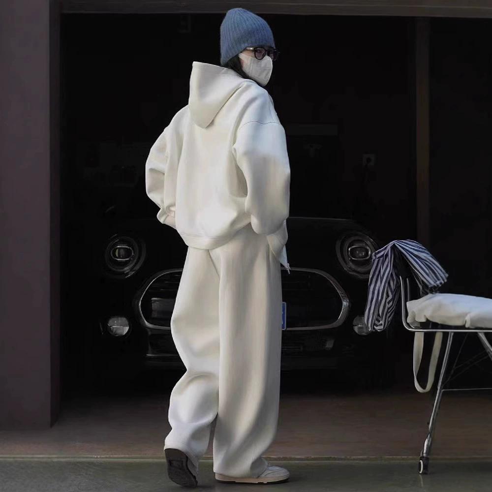 Autumn and Winter Casual Sports Suit Women's Cotton Hooded Sweater Jacket Fashion Wide-leg Trousers Two-piece Sweatpants