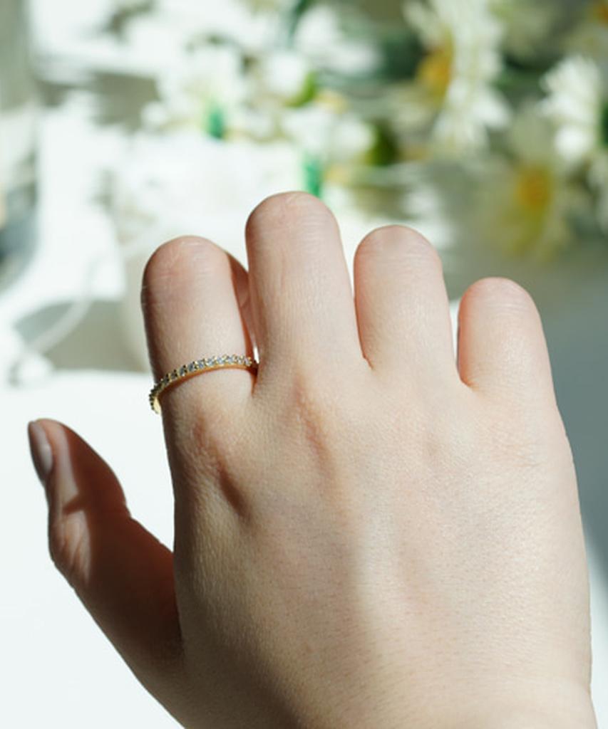 Alleun Silver 925 Couple Cubic Square Thin Ring White