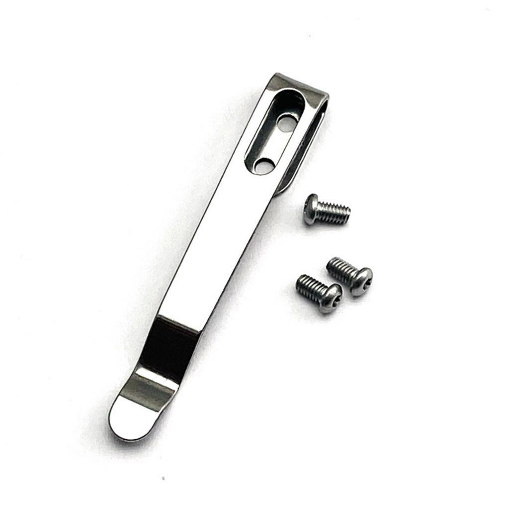 Stainless Steel Back Clip for Pocket Knife Waist Clip Folding Knives Handle DIY Make Accessories Parts with 3pcs Screws