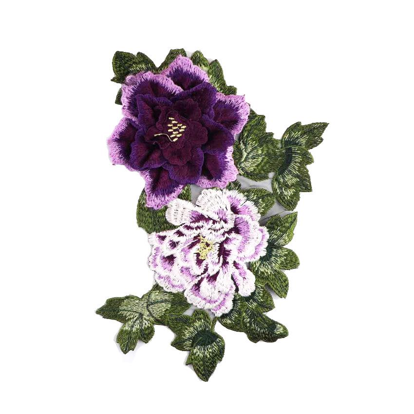 Three-Dimensional Peony Lace Embroidered Patch for Clothing