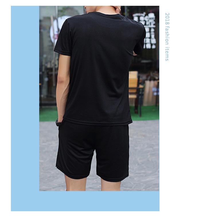 Men's Plus Size Summer Sports Suit: Crew Neck Quick-Dry T-Shirt & Shorts for Running Fitness