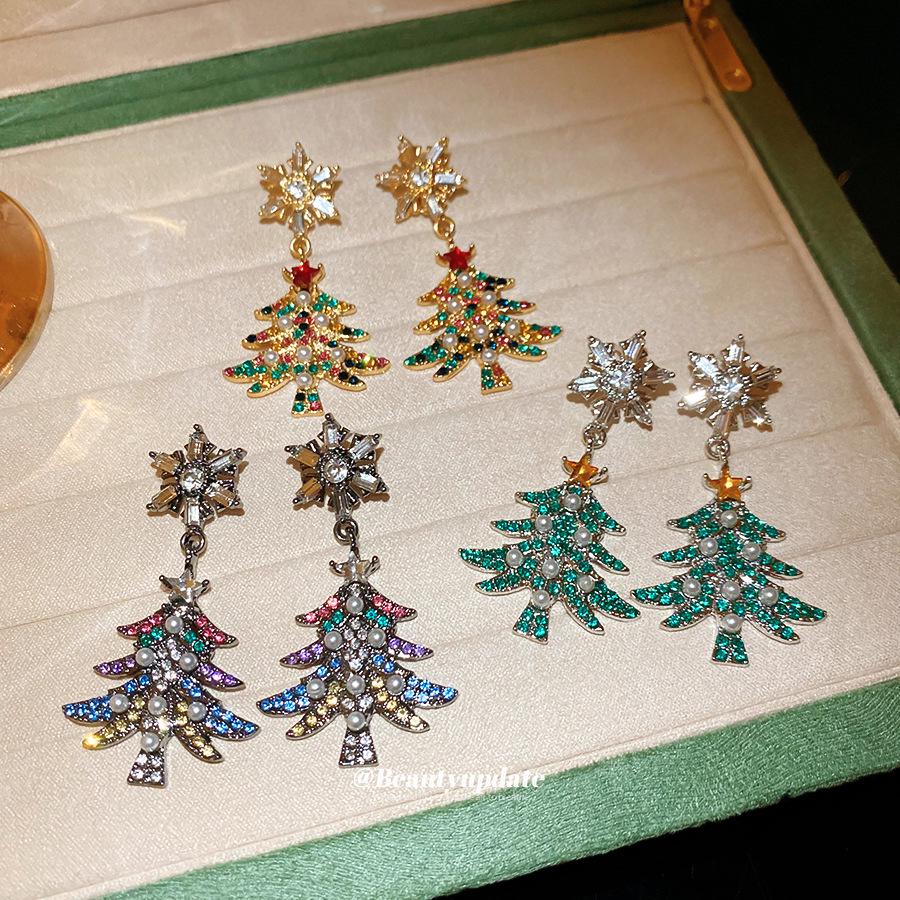 Kolczyki z frędzlami z perłami w kształcie płatków śniegu z diamentami Silver Needle - Unikalne, Luksusowe, Wysokiej klasy sztyfty