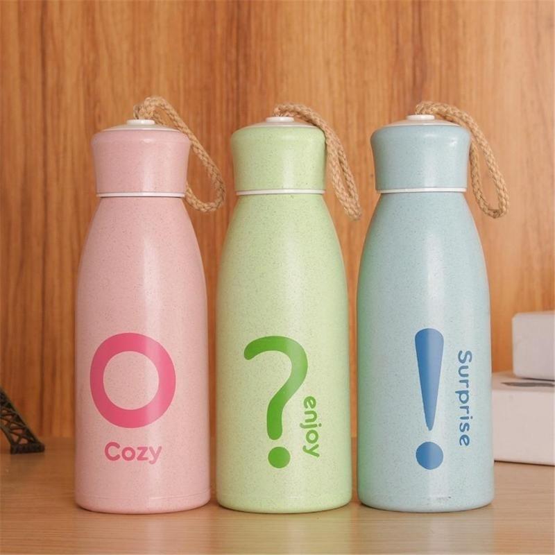 HOT Travel Mug Office Coffee Tea Water Bottle Cups Straw Wheat Plastlc