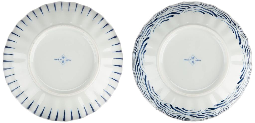 Pair of multi-use pots with dyed patterns, diameter 18.5cm (in presentation box) 13362
