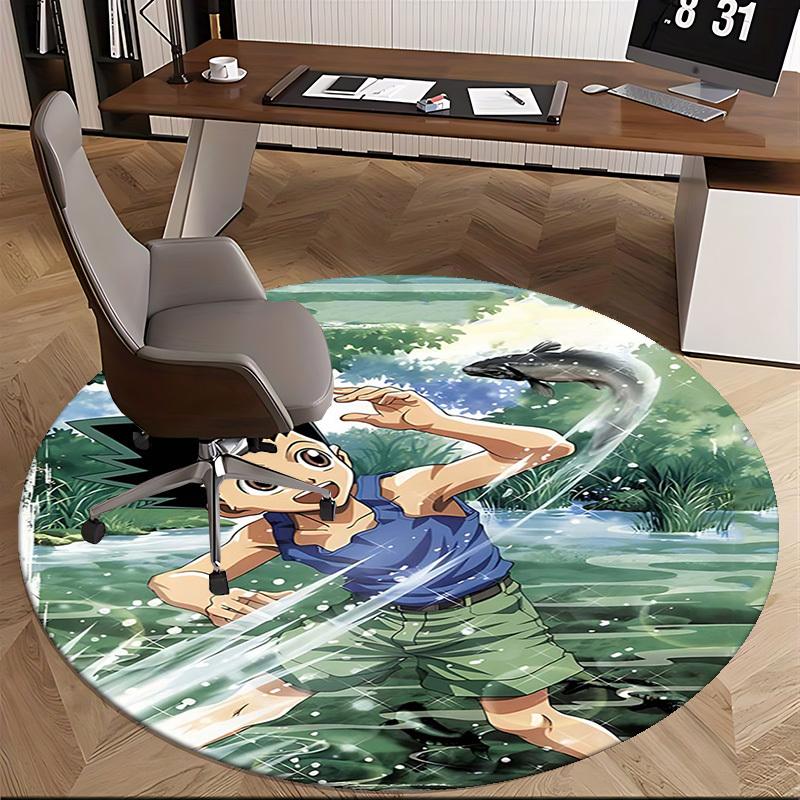 1pc Anime Cartoon Design Round Carpet for Office Chair Mat, NonSlip Rug Suitable for Home Decor, Living Room, Bedroom, Game Room