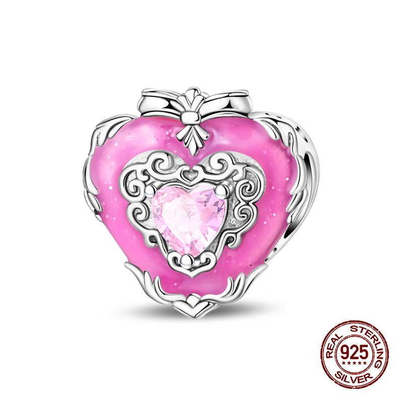 Sweet Copper Tea Party Pink Princess Series Charms Beads Fit 3Mm Original Bracelets Diy Jewelry Birthday Gifts
