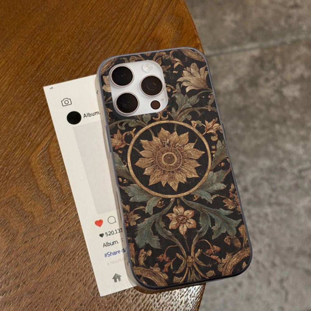 

American Luxurious Vintage Patterns Soft Corrugated Transparent Phone Case For IPhone 17 15 16 11 12 13 14 Pro Max Plus Pro iPhone 14 pro