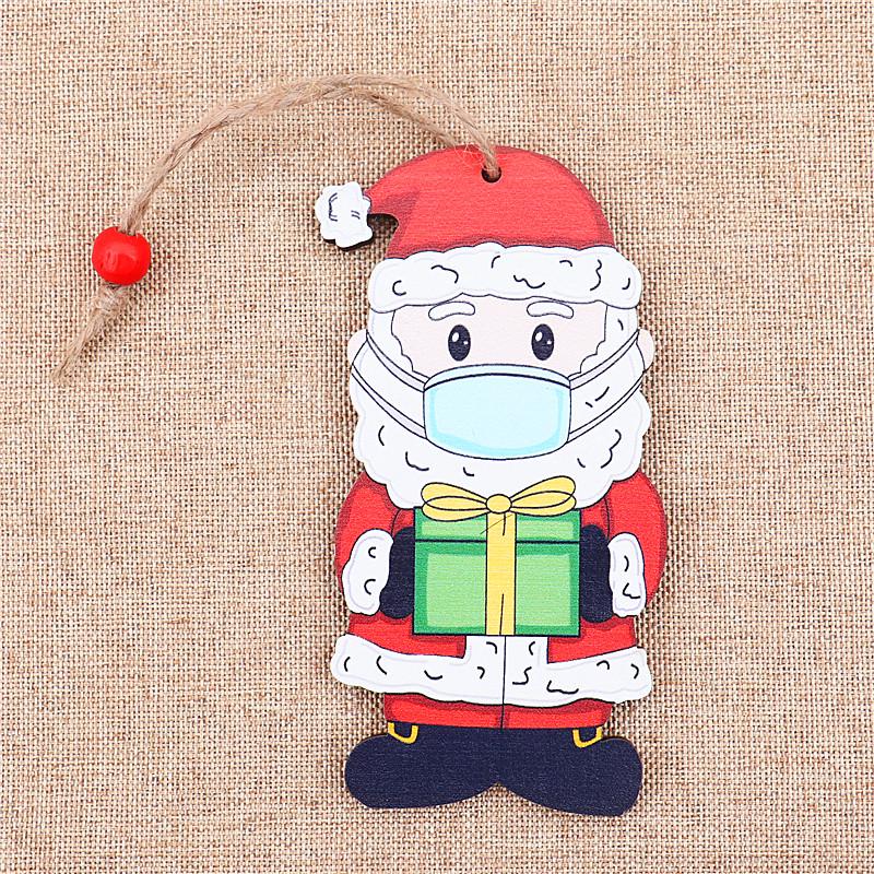 Wooden Painted Christmas Tree Ornaments - Creative Elderly Mask Hanging Decoration