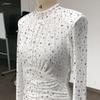 Women's Luxury Mesh Round Neck Long Sleeve Bodycon Dress