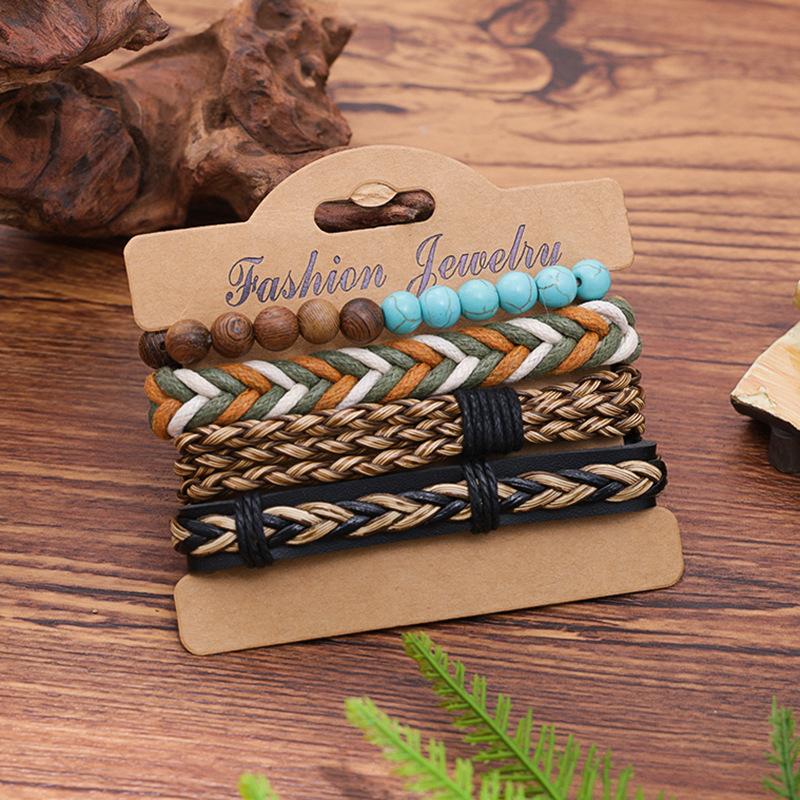 

Горячо продаваемые винтажные цветочные украшения, богемные женские панк-украшения ручной работы, многослойные кожаные браслеты