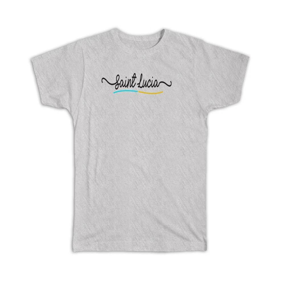 Gift T-Shirt : Saint Lucia Flag Colors Travel Expat Country 4XL