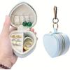 Cute Heart-Shaped PU Jewelry Box with Keychain, Zipper Closure Desktop Organizer Perfect for Earrings, Necklaces and Rings