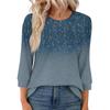 Women's Fashion Casual Round Neck 3/4 Sleeve Loose  Printed T-Shirt Ladies Top