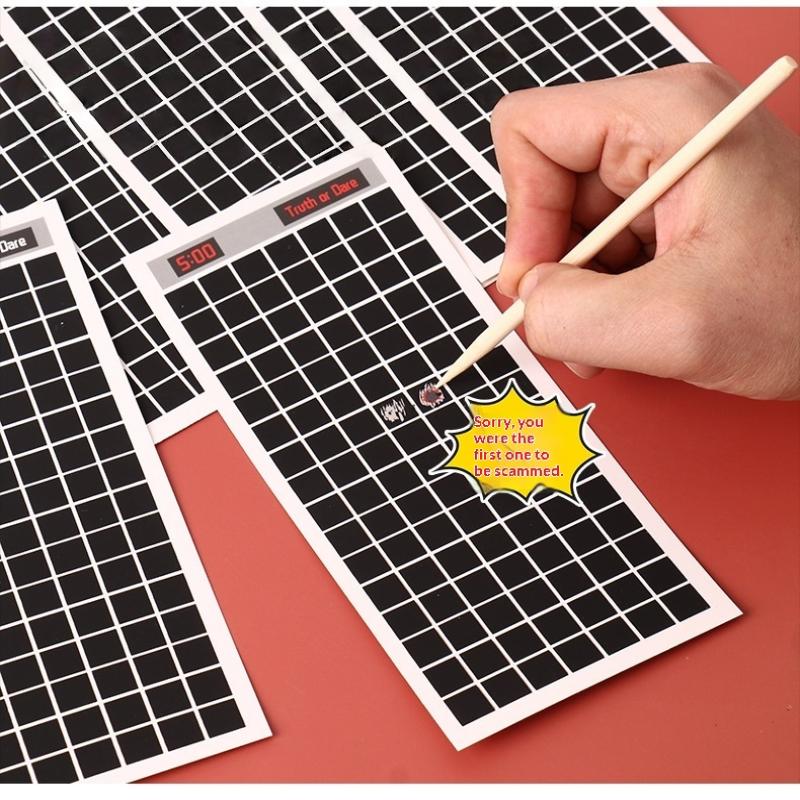 18 Sheets Puzzle Picture Scatch Painting Fun Interactive Toys Minesweeper Game Diy Scratch Painting Creative Party Board Games