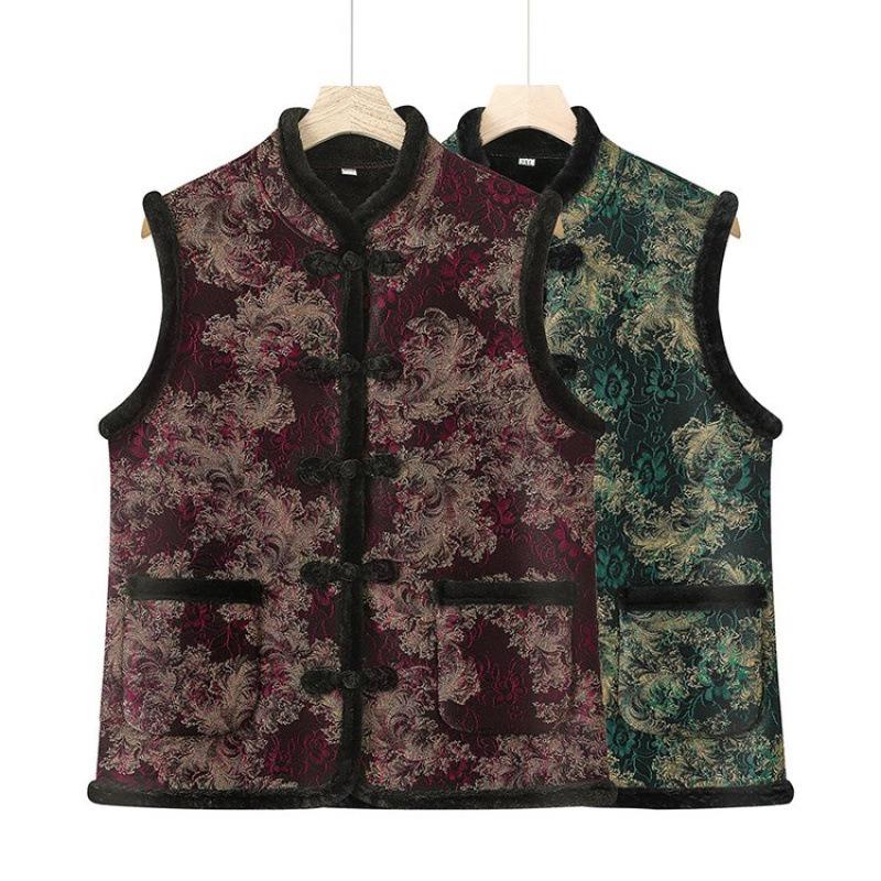 Chinese Vest Warm Autumn and Winter Velvet Thickened Vest Vest Old Lady Coat Winter