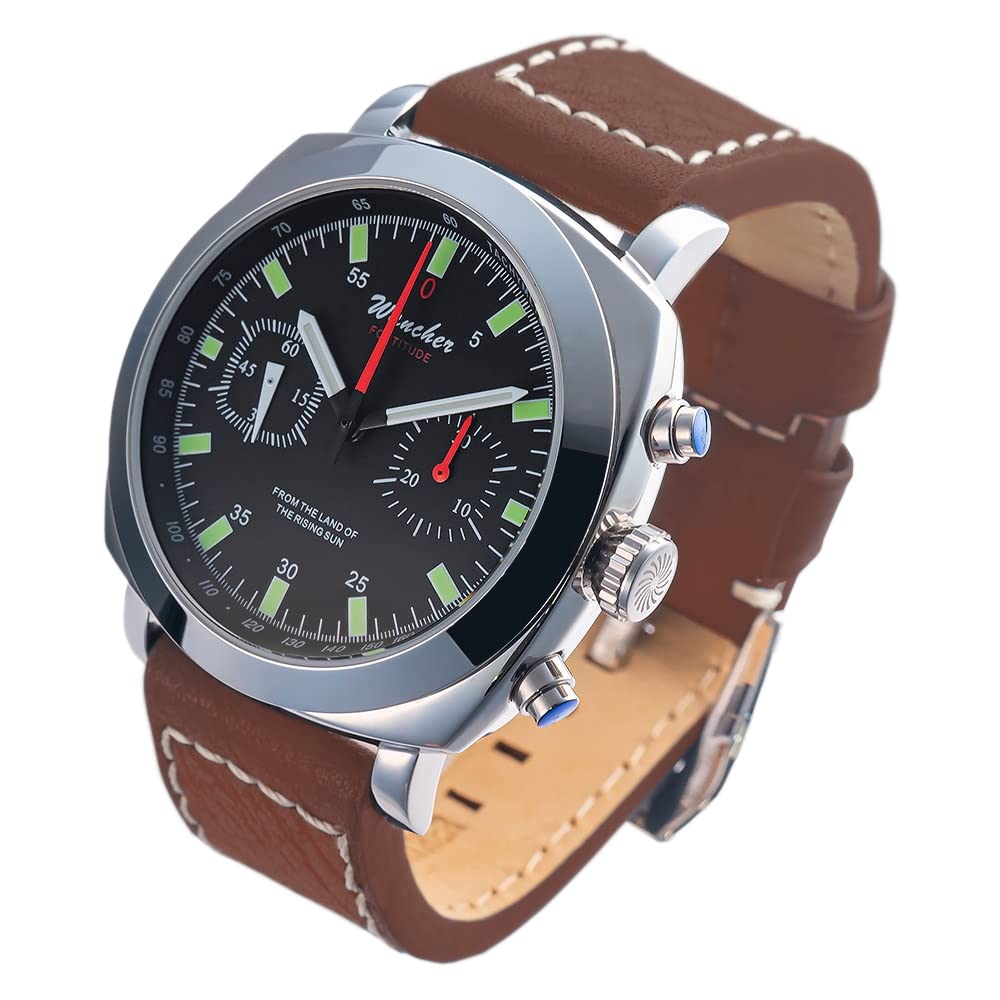 

WANCHER Watch Fortitude II Brown Fortitude 2 Mechanical Manual Winding Chronograph Tachymeter Super Luminova Men s [Wancher] (Brown)