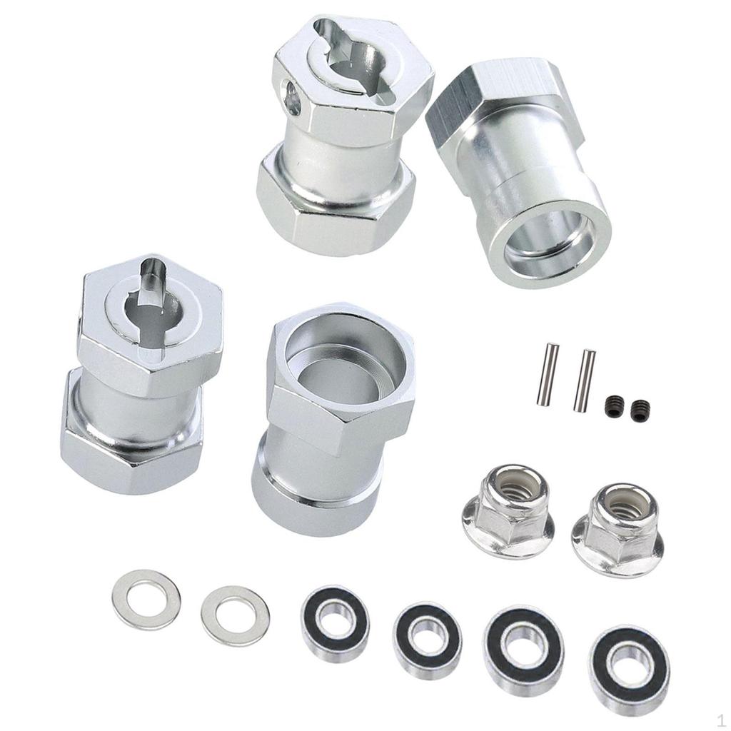 4 Pieces Wheel Extenders Aluminum 5mm Bore Replacement with Axle Pins for 1/10 RC Crawler Accessory