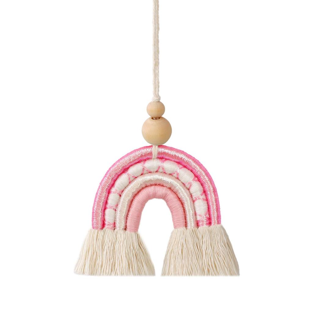 Macrame Charm Hanging Ornament Bohemian Pendant for Apartment Bedroom Pink