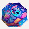 Stitch,Cosmic Fully automatic themed umbrella - 8 ribs durable iron frame, tri-fold compact design, perfect as a gift, travel umbrella, unis