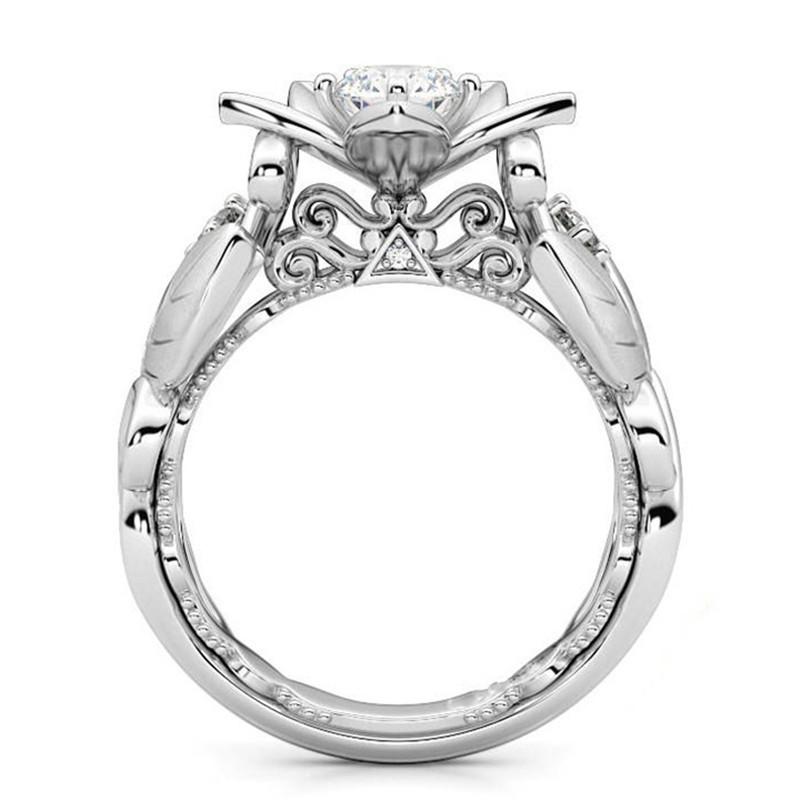 Flower Ring Leaf Hand Jewelry Decorative Ornaments Gift Fashion Elegant Simple