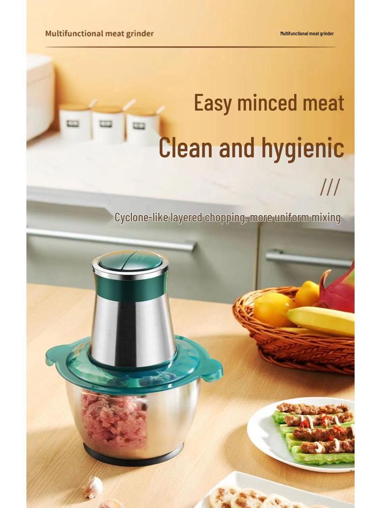 Multi-Functional Stainless Steel Food Processor with Copper Motor: Grinds Meat, Kneads Dough, and Makes Garlic Paste