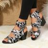 Belt Buckle High-heeled Sandals for Women In Summer 2025  New Hollow Out Oversized Thick Heel Roman Sandals