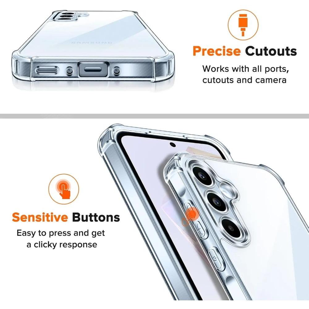 Čtyřrohové pouzdro TPU odolné proti nárazům pro Samsung Galaxy A56 A36 A26 A16 5G A06 A15 A25 A35 A55 A34 A54 Kryt Čirý Capa Fundas Coque